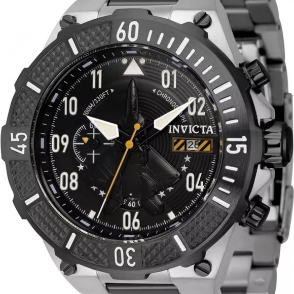 Invicta Men's Aviator Black Dial Chronograph Quartz 50mm Bracelet Watch 39903 - Picture 2 of 6
